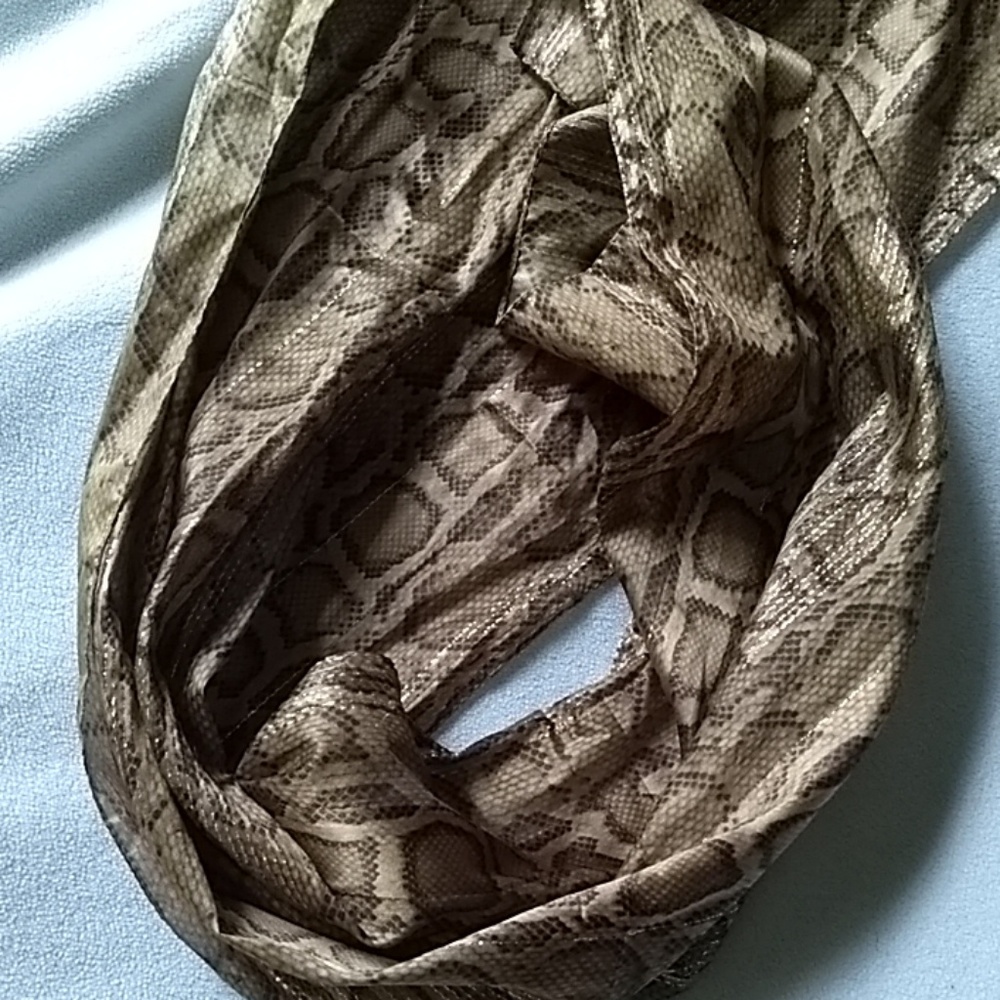 Olive green and gold snakeskin scarf